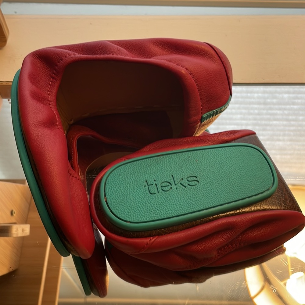 Tieks red leather ballet flats size 9